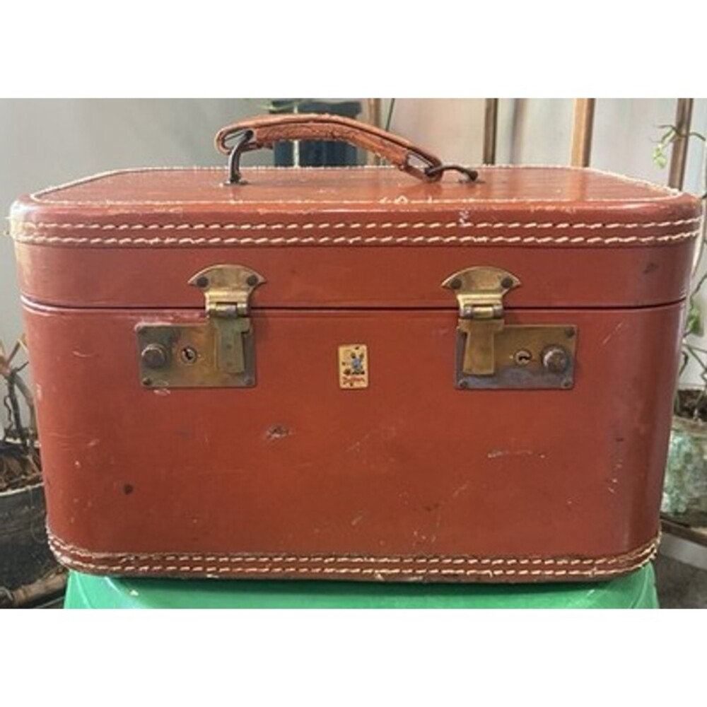 Belber Neolite Vintage Brown Train Luggage Hard Case Mid Century Made in USA